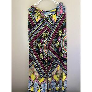 Uptown USA Palazzo Pants Wide Leg Colorful Paisley Print Women's Large
